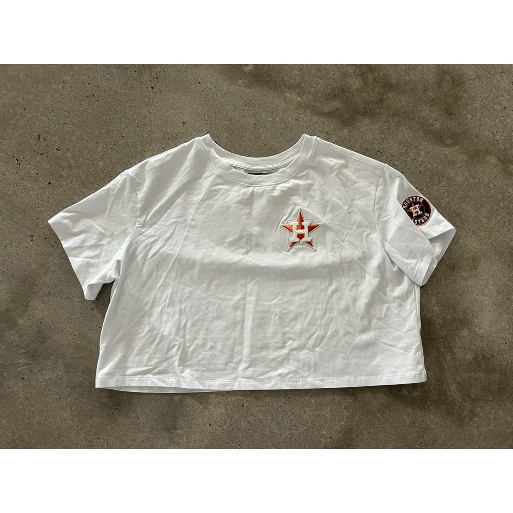 Pro Standard T-Shirt Women's MLB Houston Astros Cropped Boxy Tee Large - Picture 3 of 8